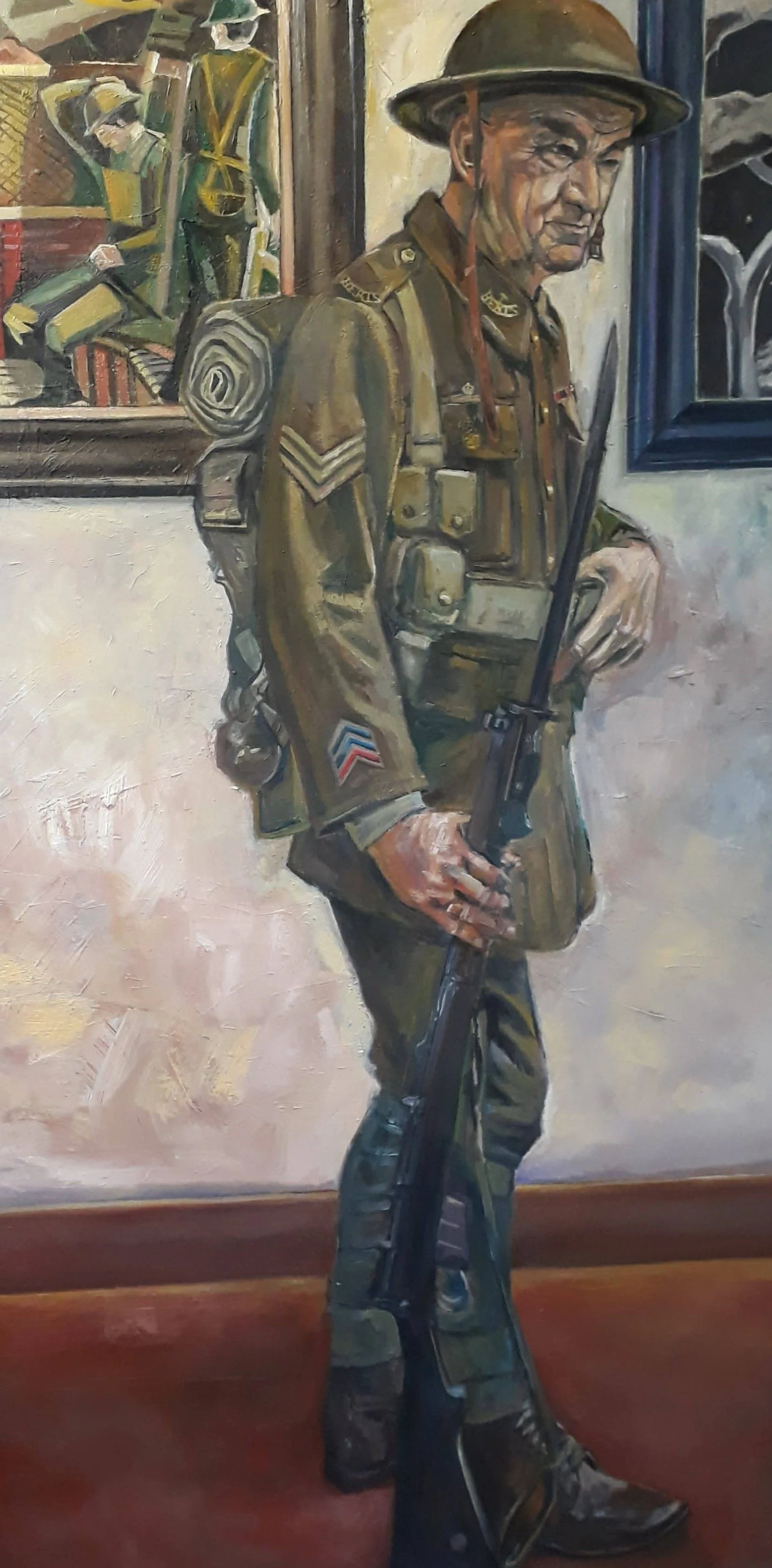 Alex Kaye in WW1 Uniform, Oil on canvas