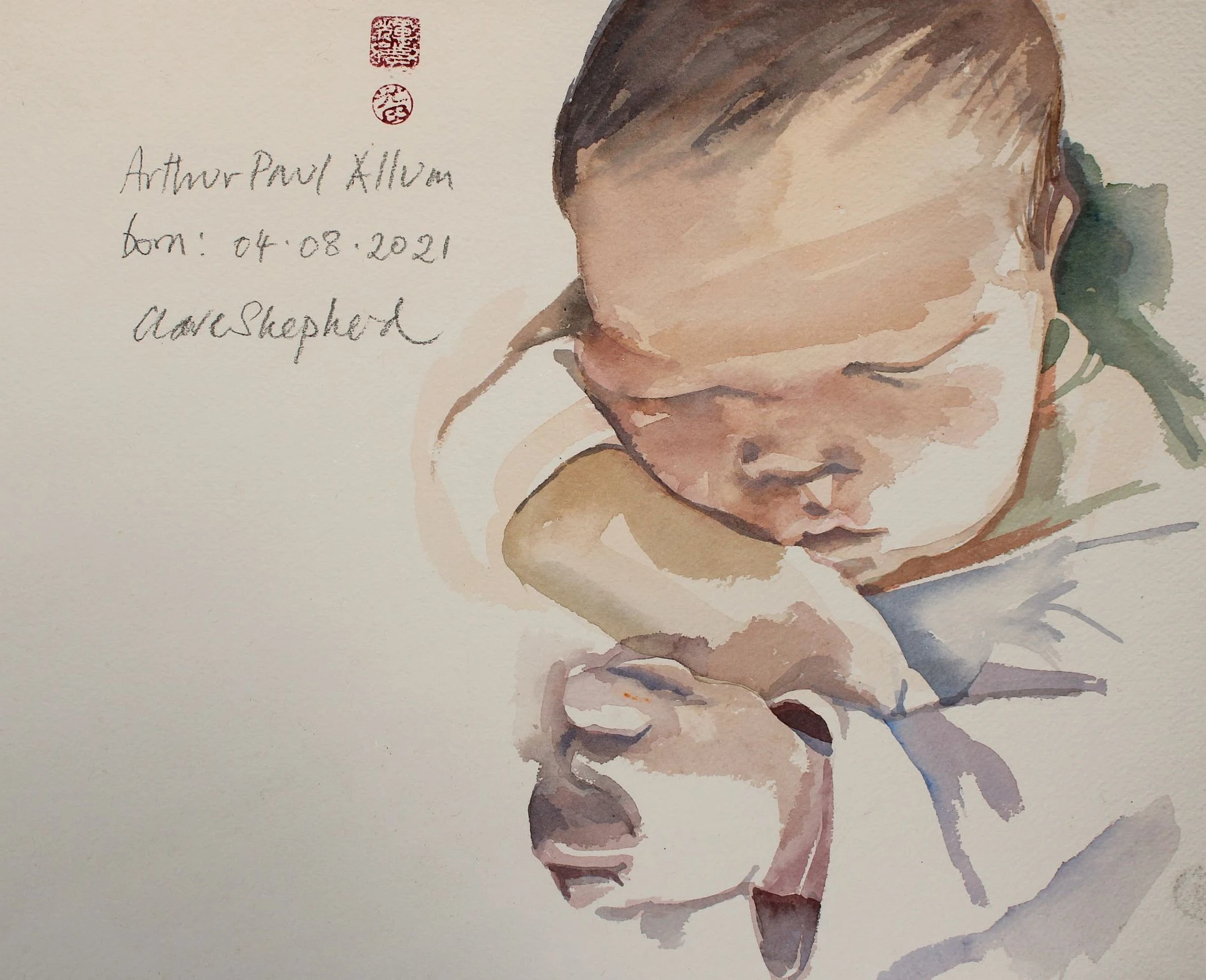 Arthur, watercolour, Watercolour on paper
