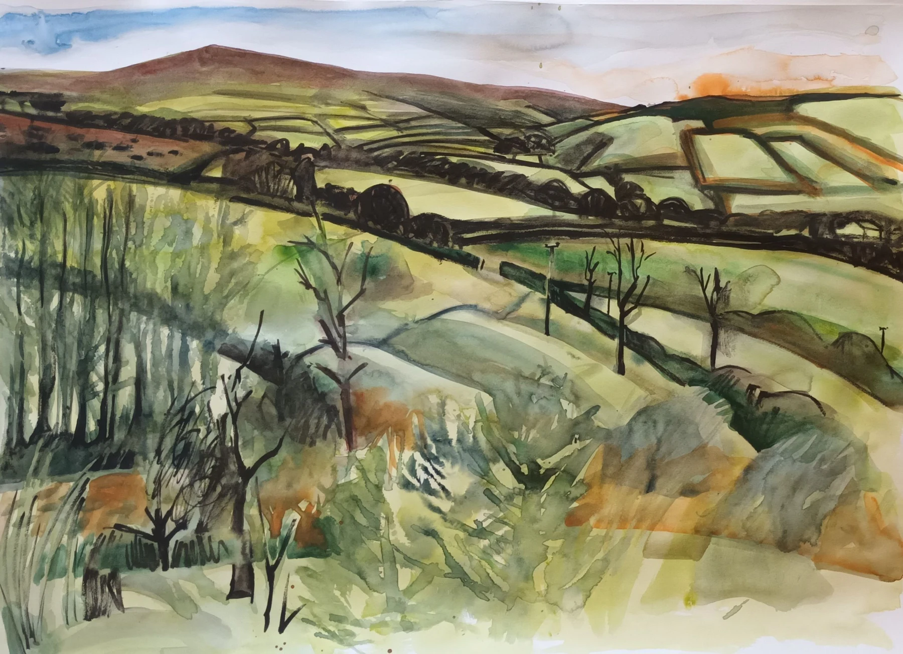 Dunkery Beacon, Sketch — Watercolour and ink on paper, 2026