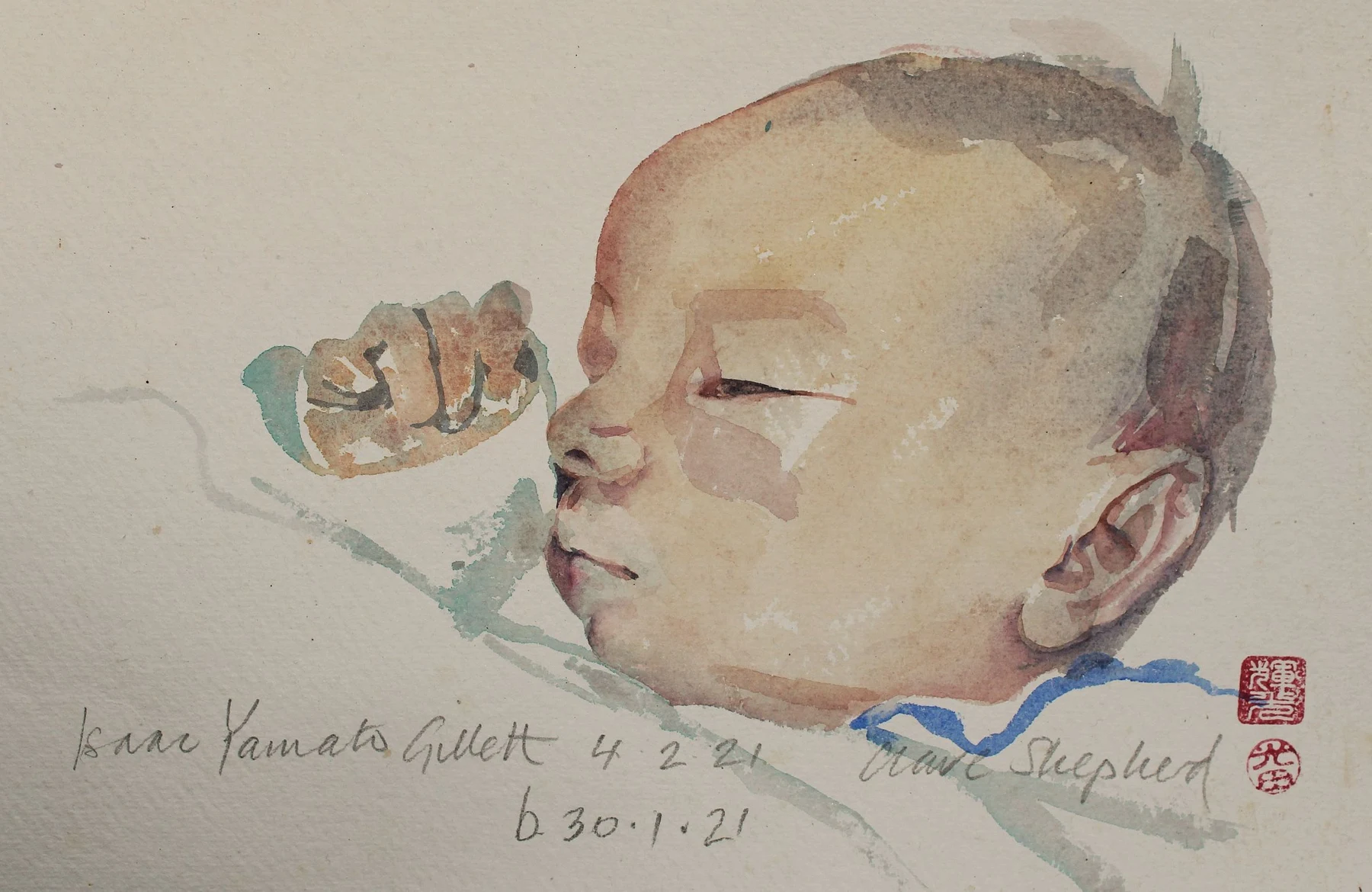 Isaac Yamato, watercolour, Watercolour on paper