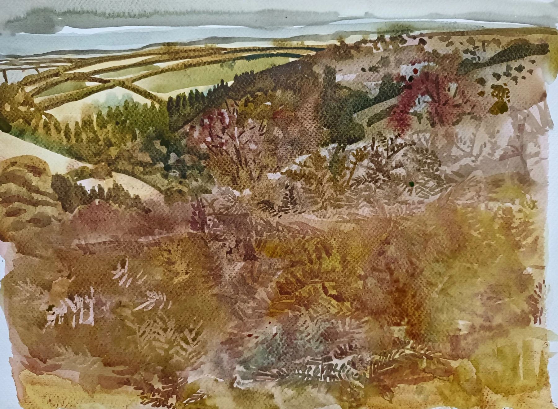 Looking over Winsford — Watercolour on paper, 2025