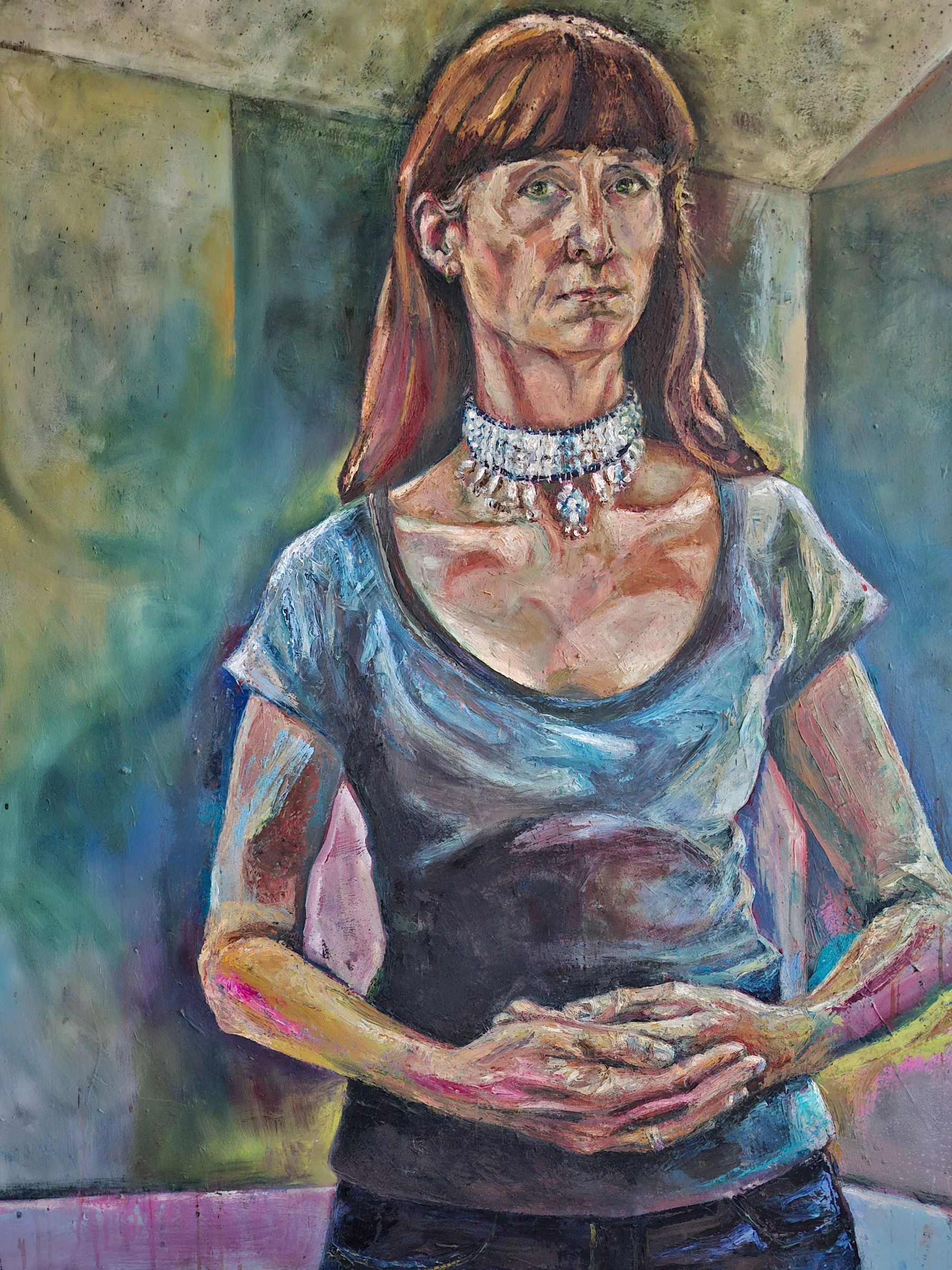 Self with Necklace, Oil on canvas